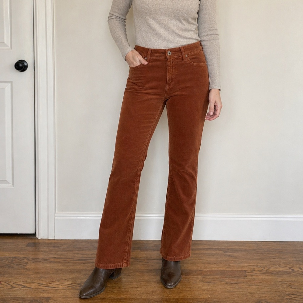 Lands' End Corduroy Bootcut Pants in Burnt Orange